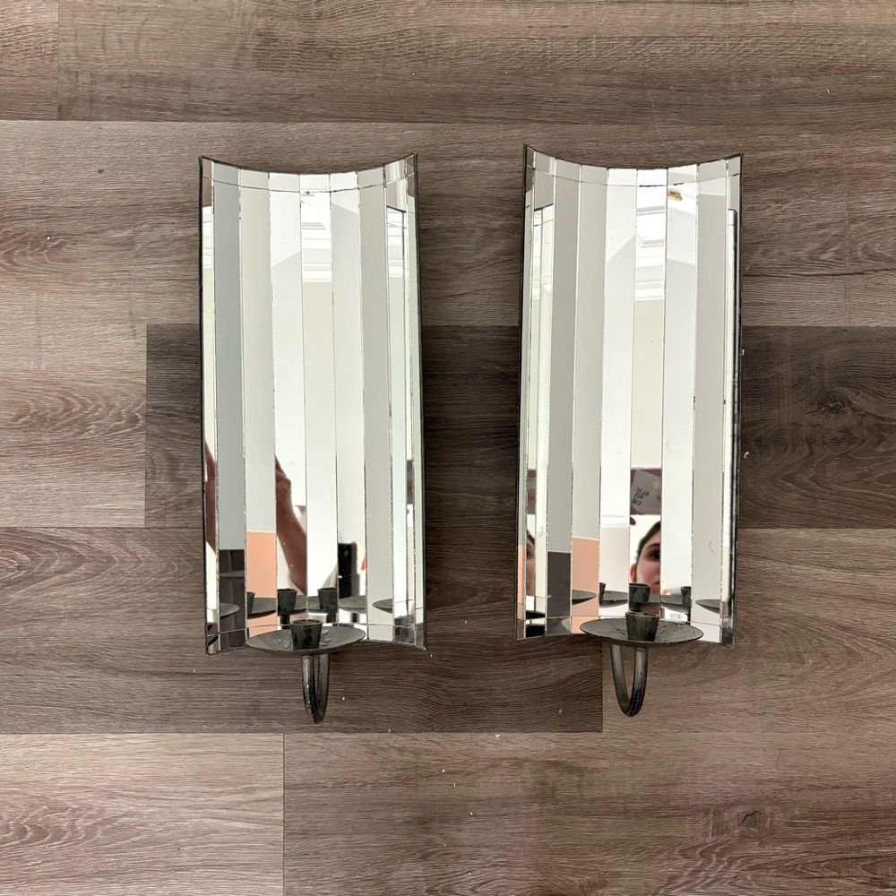 Elegant Mirrored Wall Candle Sconces